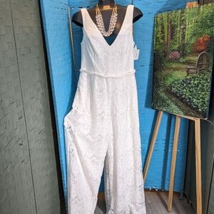 White Lace Jumpsuit NWT
